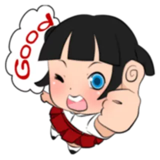 👍 GOOD Dessin animé, Pouce levé, Mignon, Fille, Positif whatsapp sticker