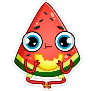 🍊 melancia, fruta, desenho animado, fofo, comida, personagem, adesivo whatsapp sticker
