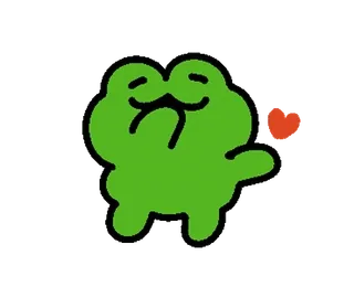 💚 frosch, niedlich, herz, cartoon, grün whatsapp sticker
