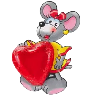 🐭 tikus, kartun, hati, cinta, imut, hari valentine telegram sticker
