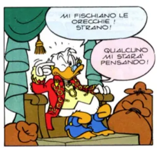 👂 Scrooge McDuck MI FISCHIANO LE ORECCHIE ! STRANO!
QUALCUNO MI STARA' PENSANDO! dessin animé, Picsou, Disney, BD, riche, canard telegram sticker