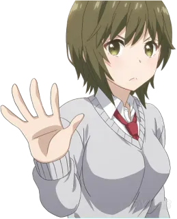 🚫 Anime, Garota, Personagem, Gesto de parar, Mão, Uniforme escolar whatsapp sticker