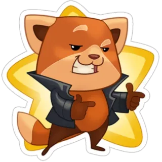 😵 zorro, animal, dibujos animados, chaqueta, estrella, guay telegram sticker