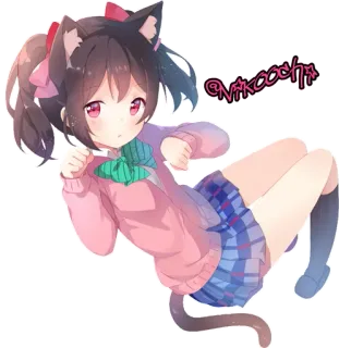 😍 @NIKOOCHI14 Anime, Ragazza gatto, Carino, Kawaii, Illustrazione, Arte telegram sticker