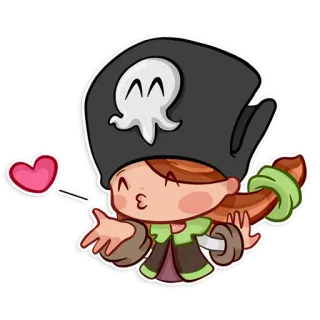 😘 Pirat, Cartoon, Herz, Niedlich, Mädchen, Hut whatsapp sticker