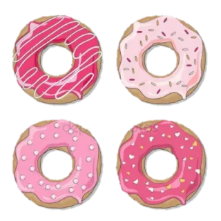 🍩 donuts, dulces, postre, comida, rosa, golosinas telegram sticker