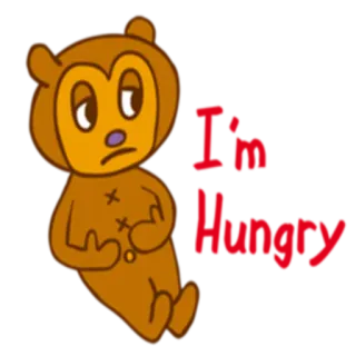 🥺 I'm Hungry hungrig, Bär, Cartoon, traurig, Essen whatsapp sticker