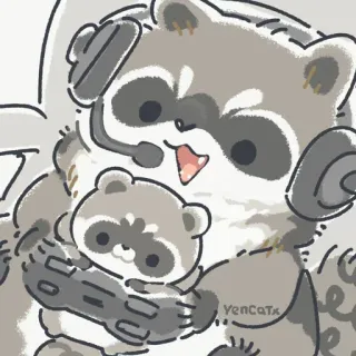 🎮 raccoon, gaming, cute, animal, kawaii telegram sticker