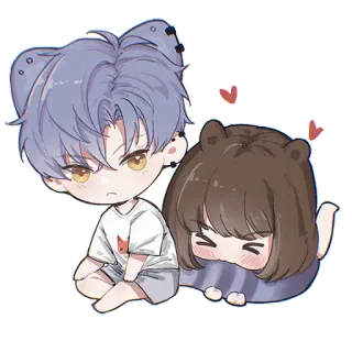 ❤️ Anime, Chibi, Kawaii, Fofo, Casal, Desenho animado whatsapp sticker