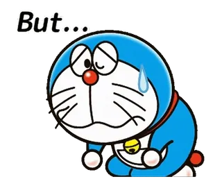 ๐ Doraemon But... doraemon, anime, cartoon, sad, sweat, expression, but whatsapp sticker