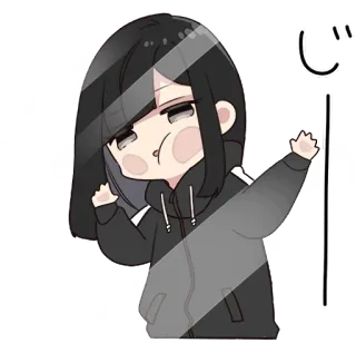 👀 じー Anime, Chibi, Fille, Mignon, Sweat à capuche, Coup d'oeil, Japonais telegram sticker