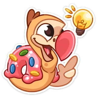 💡 ciambella, animale, lampadina, cartone animato, divertente, carino, idea, allegro whatsapp sticker