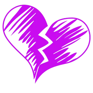 💔 serce, złamanie, smutny, fioletowy, miłość, relacja, emocjonalny whatsapp sticker