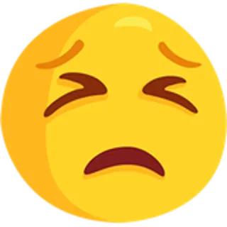 😣 Emoji, Smutny, Zły, Twarz, Żółty, Wyraz telegram sticker