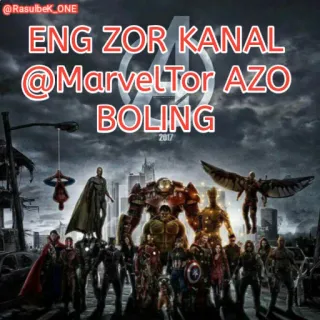 💪 ENG ZOR KANAL @MarvelTor AZO BOLING มาร์เวล, ซูเปอร์ฮีโร่, หนังสือการ์ตูน, ภาพยนตร์, อเวนเจอร์ส, แฟนอาร์ต telegram sticker