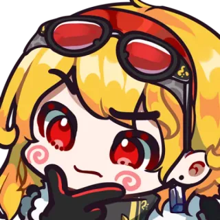 🤔 アニメ, 女の子, 考え中, かわいい, 金髪, 赤い目 whatsapp sticker