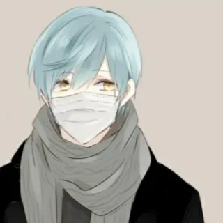 ❄️ anime, personaggio, maschera, sciarpa, ragazzo, carino whatsapp sticker