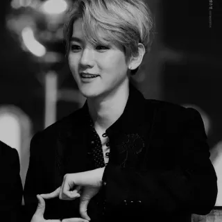 ✖️ portrait, noir et blanc, homme, coréen, célébrité, idole, chanteur, exo telegram sticker