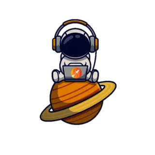 🤓 astronaut, space, planet, headphones, laptop, universe, galaxy telegram sticker