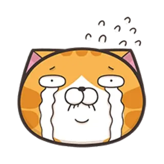 🐵 고양이, 우는, 슬픈, 만화, 주황색, 스티커 telegram sticker