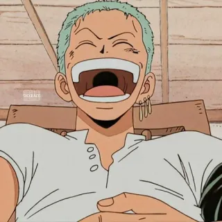 🌊 Zoro One Piece Anime, Lachen, Fröhlich, Pirat, Schwertkämpfer telegram sticker