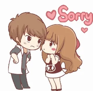 🥺 Sorry Entschuldigung, Paar, süß, Cartoon, Beziehung, Verzeihung telegram sticker
