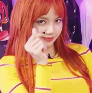 🍊 Lisa kpop, zangeres, hart gebaar, koreaans, vrouw, beroemdheid telegram sticker