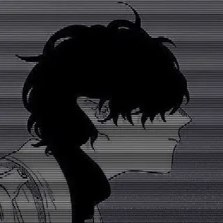 ⬛ 动漫, 剪影, 漫画, 灰度 telegram sticker