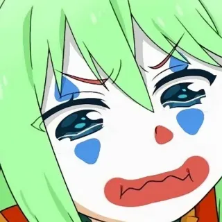 ➖ anime, clown, crying, sad, emotional, makeup, tears telegram sticker