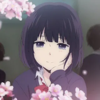 🔖 Anime, Mädchen, Schulmädchen, Kirschblüten, Portrait, Illustration telegram sticker