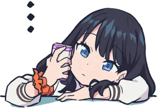 😶 애니메이션, 소녀, 카와이, 귀여운, 편안한, 누워있는 telegram sticker