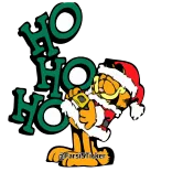 🤣 Garfield HO HO HO garfield, papai noel, natal, ho ho ho, desenho animado, festivo, feriado telegram sticker