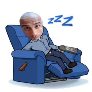 😳 ZZZ dormindo, desenho animado, cadeira, controle remoto, cansado, relaxante telegram sticker