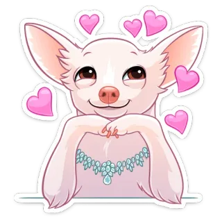 ❤️ cachorro, chihuahua, corações, fofo, desenho animado, animal, joias whatsapp sticker