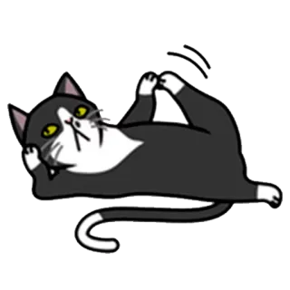 😏 кот, животное, расслабленный, лежащий, мультфильм, кот в смокинге whatsapp sticker