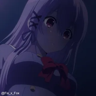 😈 @Fix_x_Fox anime, cô gái, dễ thương, hoạt hình, tóc tím whatsapp sticker