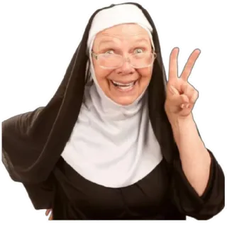✌️ suora, figura religiosa, dito medio, offensivo, gesto, irrispettoso, derisorio, umorismo whatsapp sticker