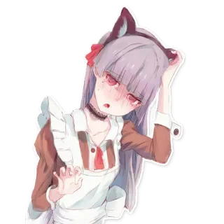 🤗 动漫, 女仆, 猫耳, 脸红, 女孩 telegram sticker