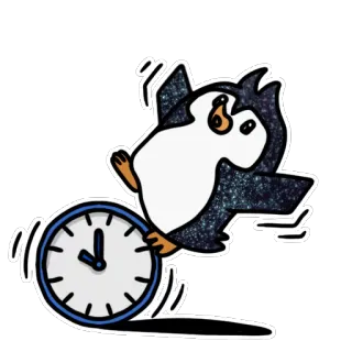 🕐 pingüino, dibujos animados, reloj, tiempo, lindo, animal telegram sticker