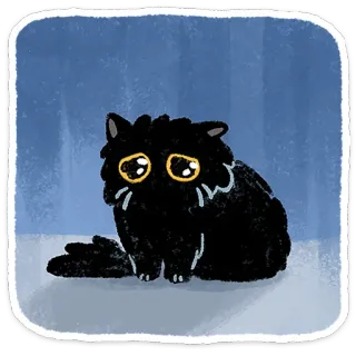 🥺 mèo, dễ thương, động vật, mèo đen, thú cưng whatsapp sticker