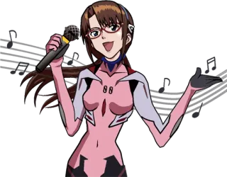 🎤 Anime, Fille, Chant, Micro, Lunettes, Kawaii telegram sticker