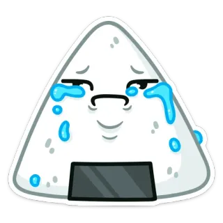 😭 onigiri, palla di riso, piangere, triste, cibo, kawaii, cartone animato, cucina giapponese telegram sticker