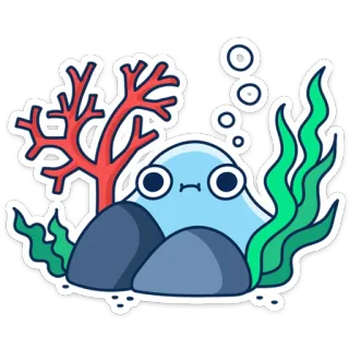 👀 mare, oceano, corallo, pianta, carino, illustrazione whatsapp sticker