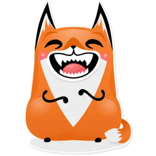 😆 volpe, animale, cartone animato, carino, arancione, adesivo whatsapp sticker