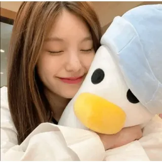 ☺️ donna, sorriso, felicità, anatra, peluche telegram sticker