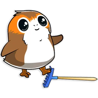 🙃 Porg Star Wars 波格鸟, 鸟, 可爱, 星球大战, 动物, 卡通 whatsapp sticker