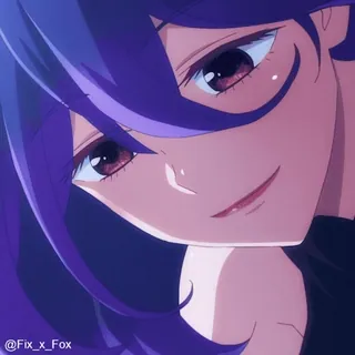 😘 アニメ, 紫髪, 女性, アニメーション, キャラクター whatsapp sticker