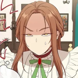☠ mujer, molesta, expresión facial, sirvienta, anime, dibujo animado, personaje telegram sticker