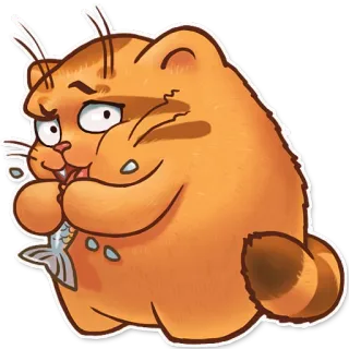 😳 cat, cartoon, animal, fish, orange whatsapp sticker