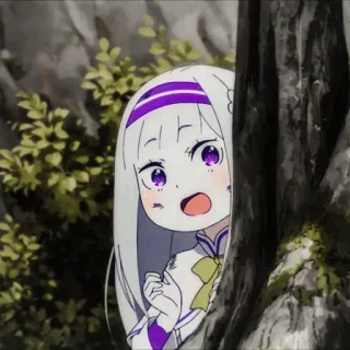 🎐 anime, girl, cute, cartoon, tree, peeking telegram sticker